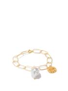 Hermina Athens - Coin, Baroque-pearl & Gold-plated Bracelet - Womens - Gold