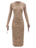 Live The Process - Marl High-neck Ribbed-jersery Dress - Womens - Brown Multi
