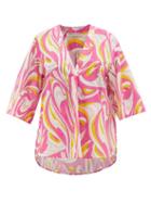 Ladies Beachwear Emilio Pucci - V-neck Vortici-print Cotton-blend Top - Womens - Pink Print