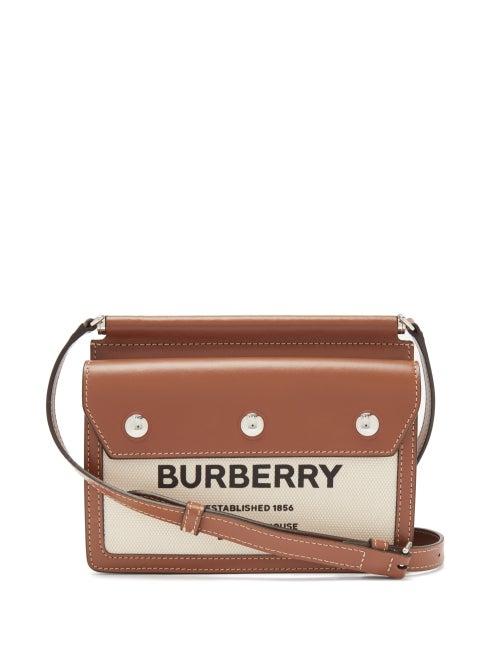 Burberry - Baby Pocket Leather-trim Canvas Cross-body Bag - Womens - Brown Multi