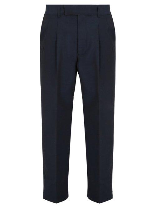 Matchesfashion.com Gucci - Wide Leg Cotton Blend Trousers - Mens - Navy