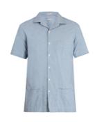 Massimo Alba Cuban-collar Short-sleeved Shirt