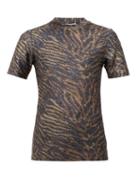 Matchesfashion.com Ganni - Zebra Print Lurex T Shirt - Womens - Animal