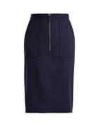 Matchesfashion.com Altuzarra - Pollard Wool Piqu Pencil Skirt - Womens - Navy