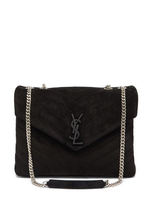 Saint Laurent - Loulou Medium Quilted-suede Shoulder Bag - Womens - Black