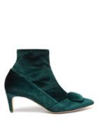Matchesfashion.com Rupert Sanderson - Glynn Velvet Ankle Boots - Womens - Dark Green