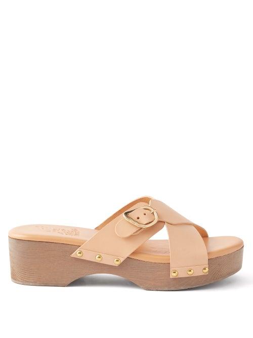 Ancient Greek Sandals - Marilisa Leather Clogs - Womens - Beige