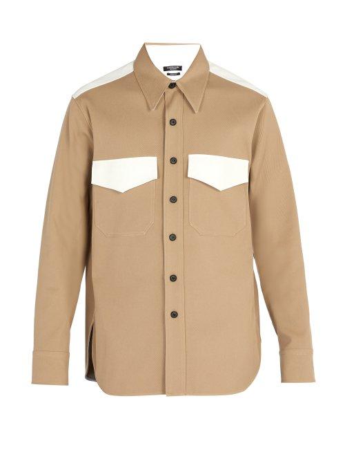 Matchesfashion.com Calvin Klein 205w39nyc - Contrasting Patch Pocket Cotton Twill Shirt - Mens - Beige