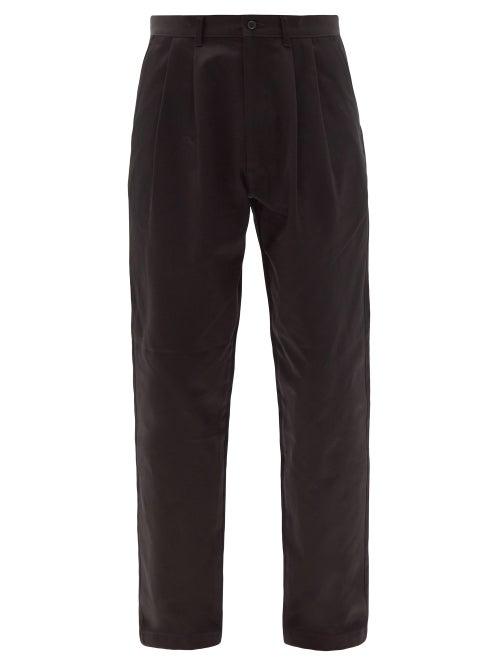 Matchesfashion.com E. Tautz - Pleated Cotton-twill Wide-leg Chinos - Mens - Black