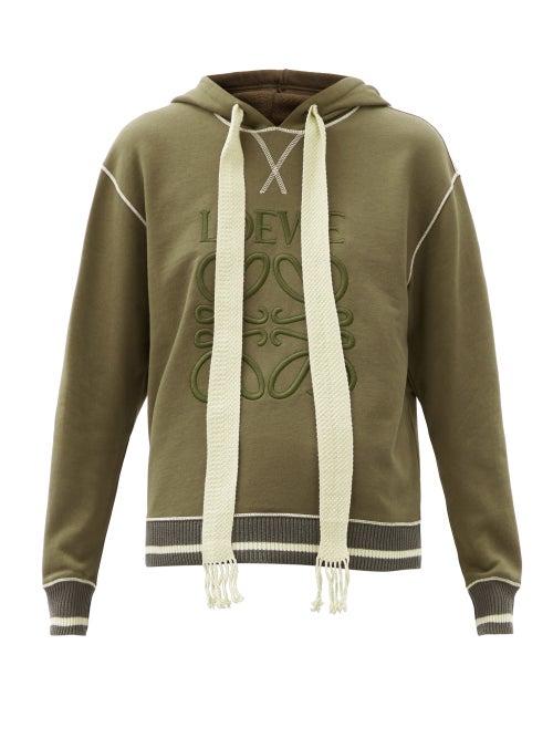 Matchesfashion.com Loewe - Anagram-embroidered Cotton Hooded Sweatshirt - Womens - Khaki