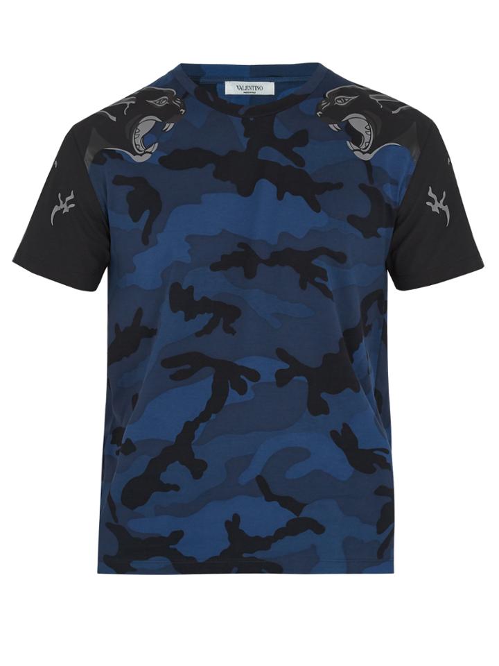 Valentino Panther And Camouflage-print T-shirt