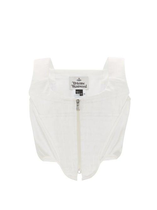 Matchesfashion.com Vivienne Westwood - Zipped Charmeuse Corset Top - Womens - White