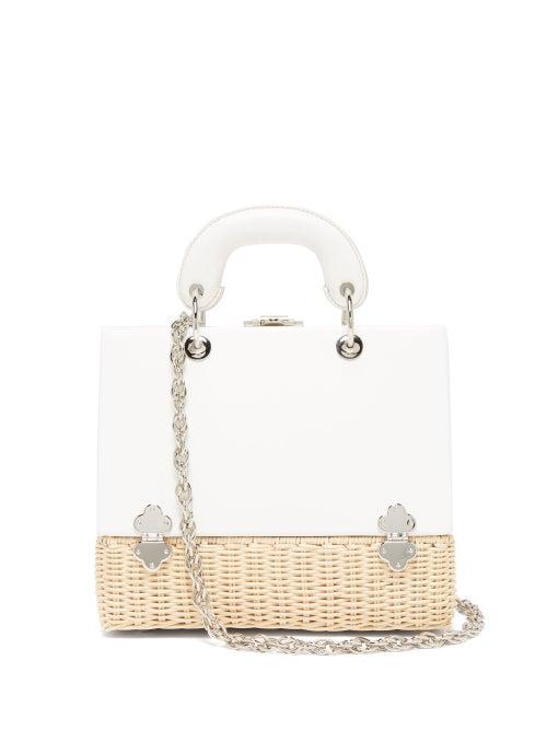 Matchesfashion.com Rodo - Sixty-six Small Wicker & Leather Box Bag - Womens - White Multi