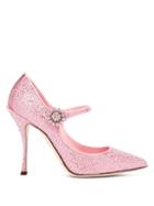 Matchesfashion.com Dolce & Gabbana - Crystal Embellished Satin Mary Jane Pumps - Womens - Pink
