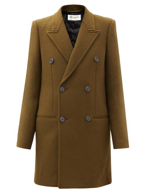 Matchesfashion.com Saint Laurent - Double-breasted Wool-blend Coat - Womens - Khaki