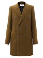 Matchesfashion.com Saint Laurent - Double-breasted Wool-blend Coat - Womens - Khaki