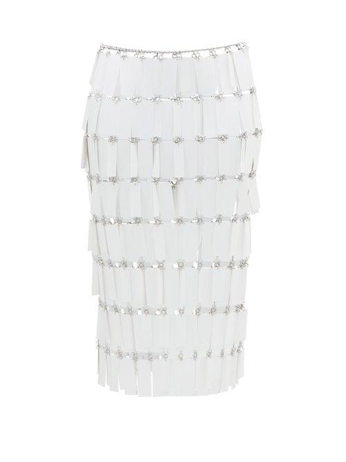 Matchesfashion.com Paco Rabanne - Geometric-paillette Chainmail Skirt - Womens - White