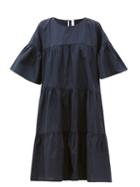 Matchesfashion.com Merlette - St. Germain Tiered Cotton Dress - Womens - Navy