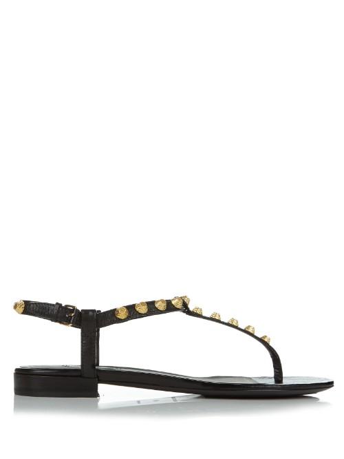 Balenciaga Giant Studded T-bar Leather Sandals
