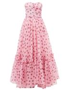 Matchesfashion.com Dolce & Gabbana - Polka-dot Corset Silk-organza Gown - Womens - Pink Multi