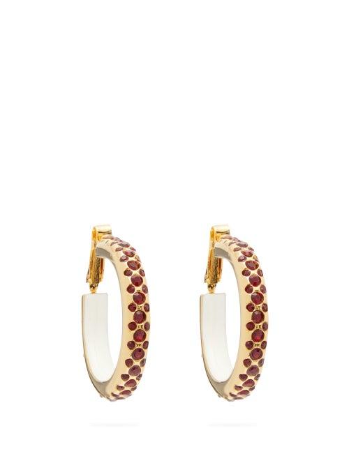 Matchesfashion.com Marni - Crystal Embellished Hoop Earrings - Womens - Red
