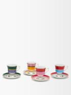 La Doublej - Set Of Four Mismatched Porcelain Espresso Cups - Womens - Multi