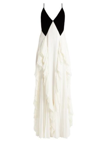 Matchesfashion.com Givenchy - Velvet And Crepe Pleated Gown - Womens - Black White