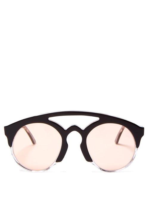 Matchesfashion.com Marques'almeida - Half Frame Acetate Aviator Sunglasses - Womens - Pink Multi
