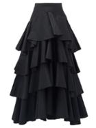 Matchesfashion.com Giambattista Valli - Tiered Ruffled-taffeta Maxi Skirt - Womens - Black