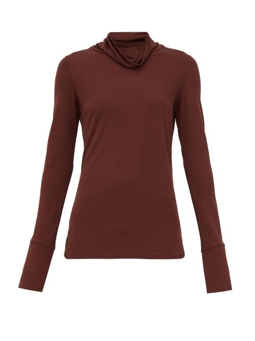 Matchesfashion.com Joseph - Draped Neck Crepe Jersey Blouse - Womens - Burgundy