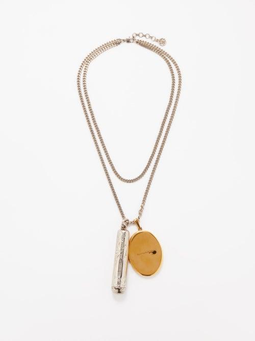 Alexander Mcqueen - Double-pendant Chain Necklace - Womens - Gold/silver