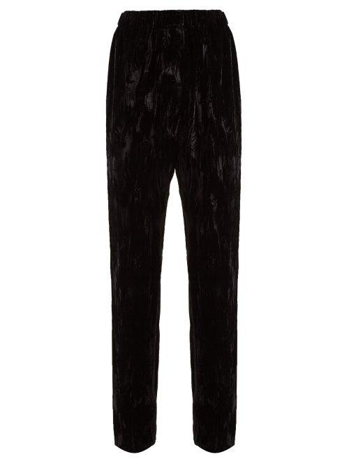 Matchesfashion.com Christopher Kane - High Rise Crushed Velvet Trousers - Womens - Black