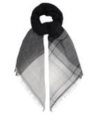 Matchesfashion.com Weekend Max Mara - Wool And Cotton Blend Checked Scarf - Womens - Blue