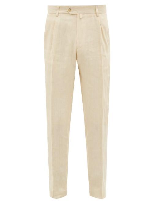 Matchesfashion.com Arj - The Jona Linen Blend Trousers - Mens - Cream