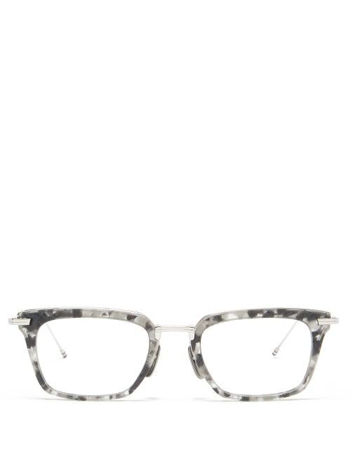 Matchesfashion.com Thom Browne - Tortoiseshell-effect Acetate Square-frame Glasses - Mens - Tortoiseshell