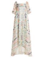 Vilshenko Jasmine Floral And Striped-print Silk Dress