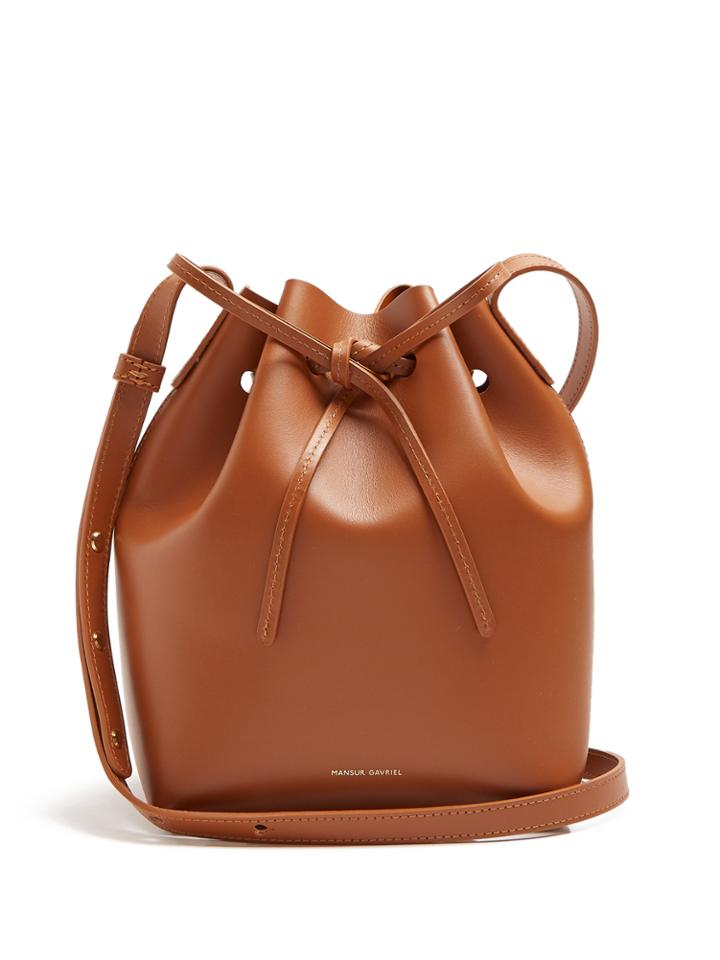 Mansur Gavriel Tan-brown Lined Mini Leather Bucket Bag