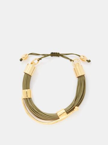 Tohum - Nile Leather 24kt Gold-plated Cord Bracelet - Womens - Green Multi