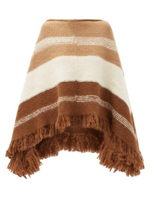 Matchesfashion.com Nili Lotan - Ellery Boat-neck Striped Alpaca-blend Poncho - Womens - Beige White