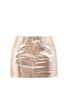 Saint Laurent - Metallic Leather Mini Skirt - Womens - Gold