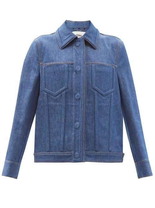 Ladies Rtw Fendi - Ff-embossed Denim Jacket - Womens - Denim