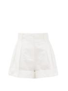 Matchesfashion.com Valentino - High-rise Pleated Cotton-blend Shorts - Womens - White