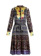 Duro Olowu Contrast-panel Floral And Check-print Silk Dress
