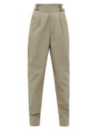 Matchesfashion.com Isabel Marant - Yerris High Rise Cotton Poplin Trousers - Womens - Khaki