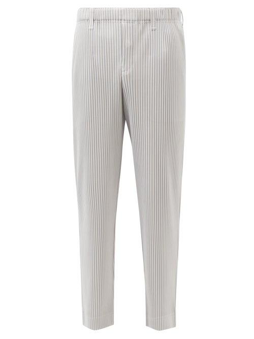 Homme Pliss Issey Miyake - Technical-pleated Straight-leg Trousers - Mens - Light Grey