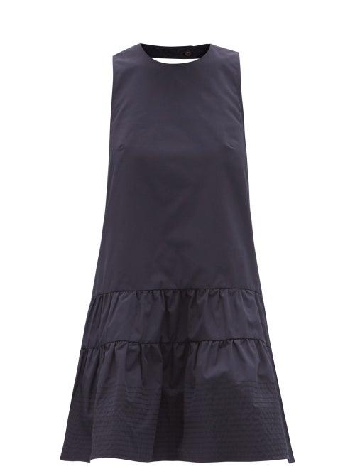 Matchesfashion.com Three Graces London - Briar Cutout-back Cotton-poplin Shift Dress - Womens - Navy