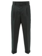 Ami - Pleated Cropped Tailored Trousers - Mens - Dark Green