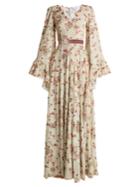 Luisa Beccaria Floral-embroidered Tulle-layered Gown