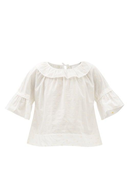 Loup Charmant - Flora Daisy-embroidered Cotton-blend Voile Top - Womens - White