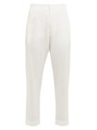Matchesfashion.com Albus Lumen - Safi High Rise Cotton Crepe Trousers - Womens - White
